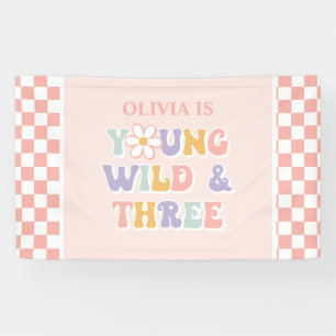 Jonge Wilde Drie Groovy Roze Madeliefjes Checker Spandoek