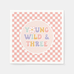 Jonge Wilde Drie Groovy Roze Madeliefjes Rut Servet