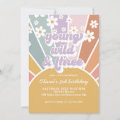 Jonge wilde drie Retro Sunshine Rainbow Daisy Kaart (Voorkant)