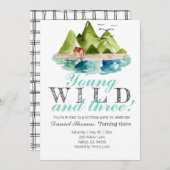 Jonge wilde en drie berg verjaardagsuitnodiging kaart (Voorkant / Achterkant)
