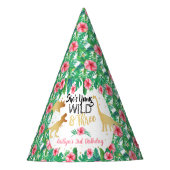 Jonge wilde en Drie Dinosaur-meisjes Derde verjaar Feesthoedjes (Voorkant)