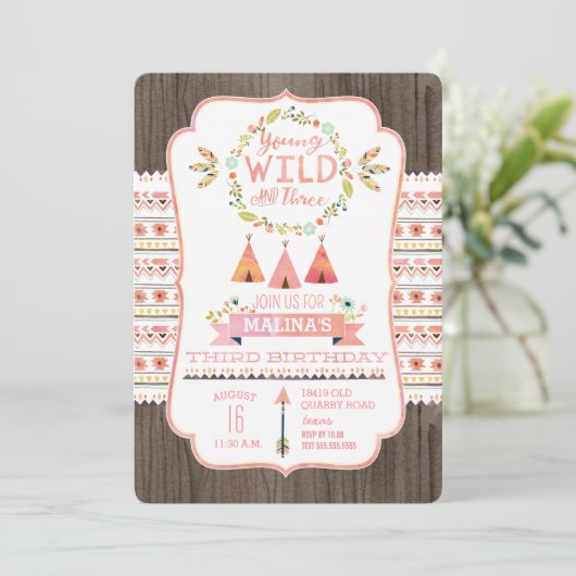 Jonge, Wilde en Driejarige uitnodiging (Staand voorkant)