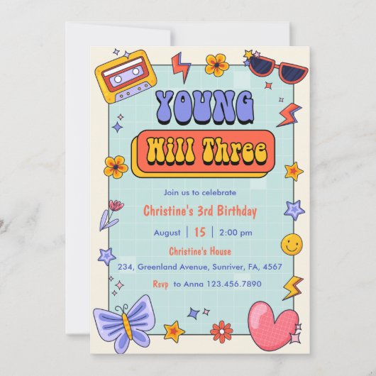 Jonge Will Drie Groovy Hippie 3de Verjaardagsfeest Kaart (Voorkant)