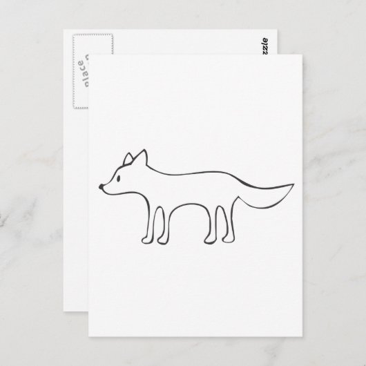 Jonge Wolf in Black en White Sketch Briefkaart (Voorkant / Achterkant)