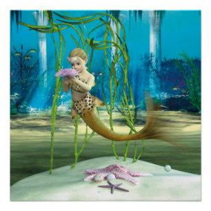 Jonge Zeemeermin Onderwater Fantasie voor Kinderen Perfect Poster