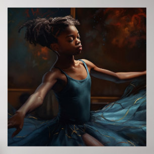 Jonge zwarte ballerina in rust poster