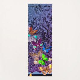 JONGE ZWARTE LACE EN BUTTERFLIES AANGEPAST INITIAA YOGAMAT