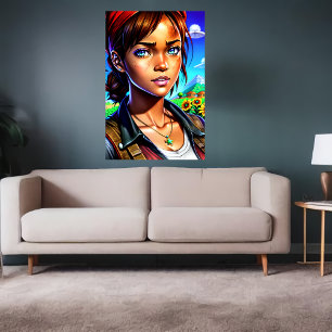 Jongedame in het boerderij AI Art Poster