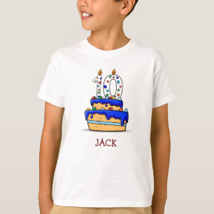 Jongen 10e verjaardag, 10 op de zoete blauwe Cake T-shirt