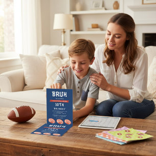 Jongen 10e verjaardag uitnodiging, moderne slang b kaart