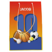 Jongen 10th Birthday Sports Balls Medium Cadeauzakje (Voorkant)