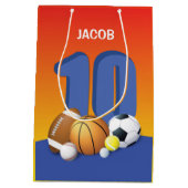 Jongen 10th Birthday Sports Balls Medium Cadeauzakje (Achterkant)