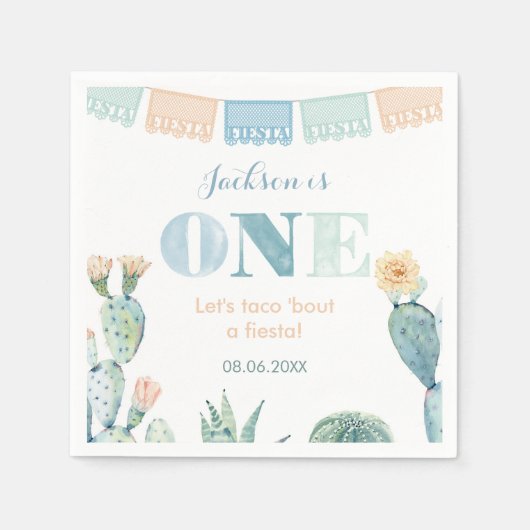 Jongen 1-jarige wedstrijd Laten we Taco een Fiesta Servet (Voorkant)