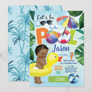 Jongen 1e eerste verjaardag poolparty tropisch kaart