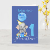 Jongen 1e verjaardag kaart thema (Gele Bloem)