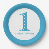 Jongen 1e verjaardag papieren bordje (Voorkant)