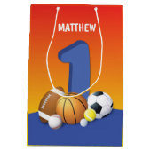 Jongen 1e verjaardag Sportballs Medium Cadeauzakje (Achterkant)