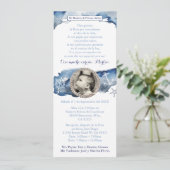 Jongen 1st Birthday Baptism Blue Nautical, Spaans Kaart (Staand voorkant)