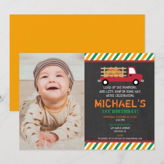 Jongen 1ste verjaardag pompoen patch Halloween Kaart (Voorkant / Achterkant)