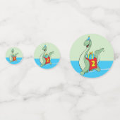 Jongen, 2e verjaardag dinosaurus confetti (Voorkanten)