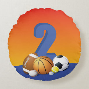 Jongen 2e verjaardag Sportbannen Rond Kussen