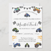 Jongen 3e verjaardagsfeest monstertruck