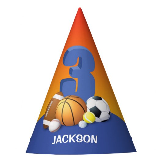 Jongen 3rd Birthday-sportzalen Feesthoedjes (Voorkant)