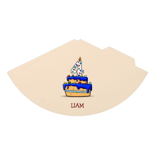 Jongen 4e verjaardag, 4 op de zoete blauwe Cake Feesthoedjes (Voorkant)