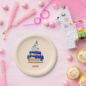 Jongen 4e verjaardag, 4 op de zoete blauwe Cake Papieren Bordje (Feest)