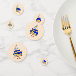 Jongen 4e verjaardag, 4 op zoete blauwe cake confetti