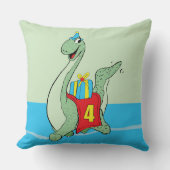 Jongen, 4e verjaardag dinosaurus kussen (Voorkant)