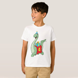 Jongen, 4e verjaardag dinosaurus t-shirt