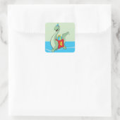 Jongen, 4e verjaardag dinosaurus vierkante sticker (Tas)