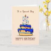 Jongen 5e verjaardag, 5 op de zoete blauwe Cake Kaart (Gele Bloem)