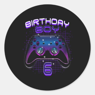 Jongen 6 Video Game Controller Gamer 6e verjaardag Ronde Sticker