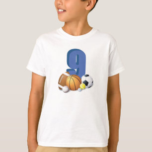 Jongen 9e verjaardag Sportbannalen T-shirt