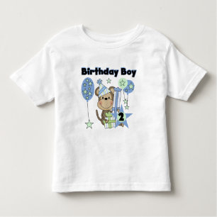 Jongen aap met cadeautjes 2e verjaardag overhemden kinder shirts