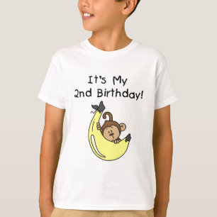 Jongen Aap op Banaan 2e Verjaardag T-shirt