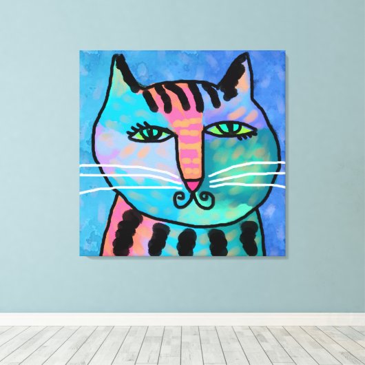  jongen Abstract kat schilderen Canvas Afdruk (Insitu (Houten vloer))