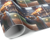 Jongen Afstuderen een vlammende honkbalknuppel Cadeaupapier (Rol Hoek)