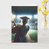 Jongen Afstuderen een vlammende honkbalknuppel Kaart (Gele Bloem)