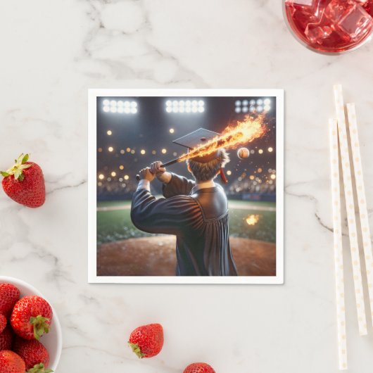 Jongen Afstuderen een vlammende honkbalknuppel Servet (Insitu)