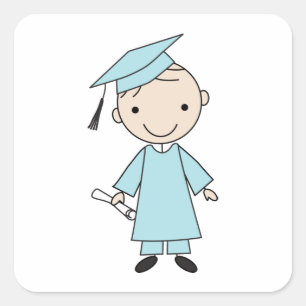 Jongen Afstuderen Vierkante Sticker