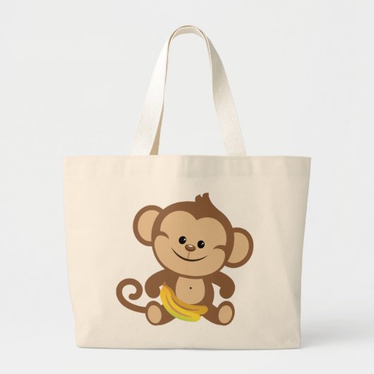 Jongen apen met Banana Grote Tote Bag (Voorkant)