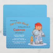 Jongen Astronaut Birthday Party Invitations Kaart (Voorkant / Achterkant)