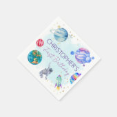 Jongen Astronaut Gold Blue Rocket Ship Planet Servet (Hoek)