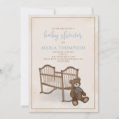 Jongen Baby Blue Teddy Bear QR Code Social Media Kaart (Voorkant)