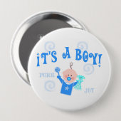 Jongen Baby Button Aankondiging (Voorkant /achterkant)