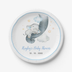 Jongen Baby Elephant Baby shower (slaapdromer) Papieren Bordje