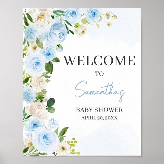 Jongen Baby in Bloom Baby shower Welkom Poster (Voorkant)